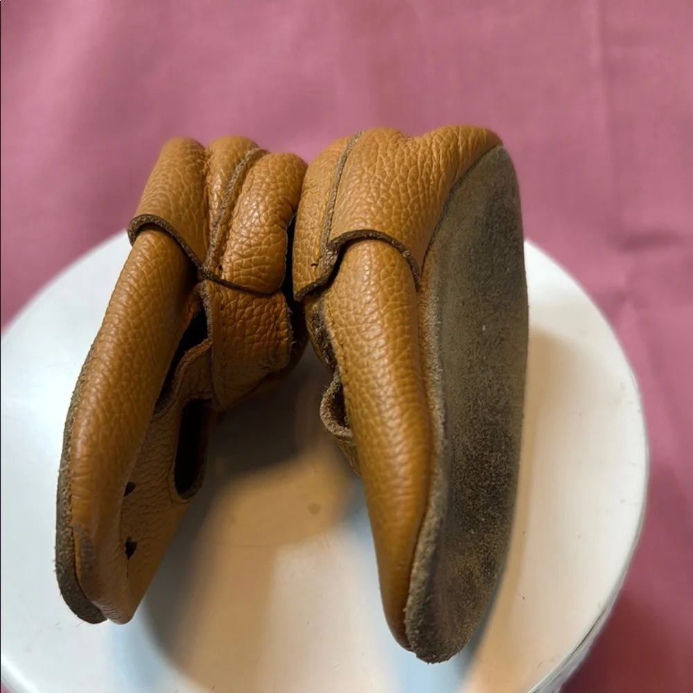 Brown Baby Walker Moccasins with Heart Cutouts - Picture 4 of 5